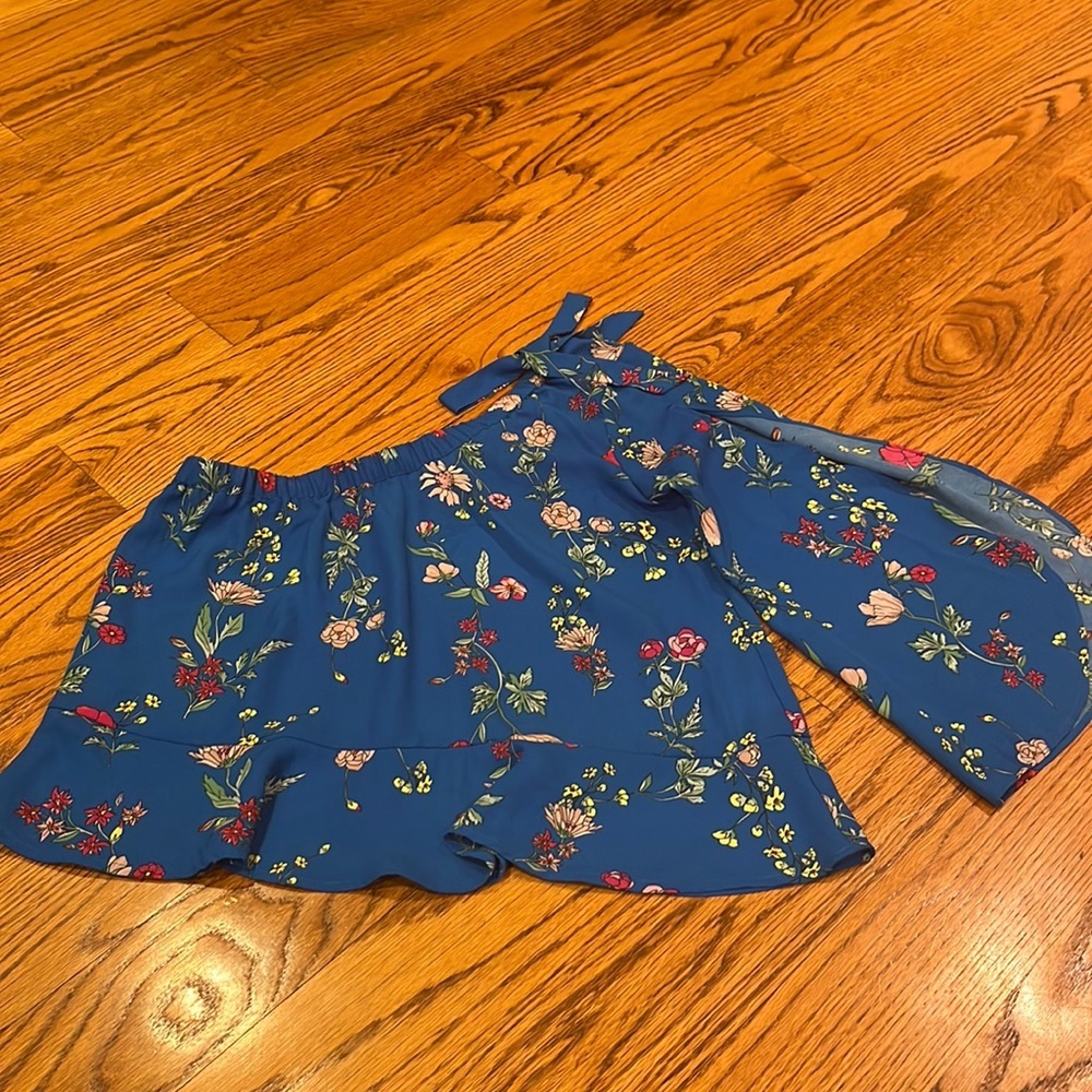 Jack by BB Dakota Woman’s Blue Floral One Shoulder Top Size XS